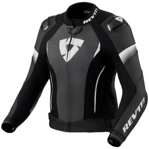 Naisten Revit Xena 4 Pro Mustavalkoinen nahkainen moottoripyörätakki