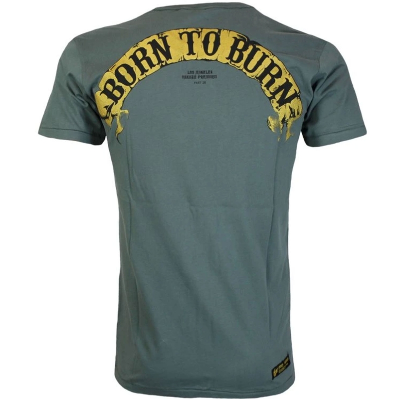 T-paita Yakuza Premium Born To Burn Flying Riots Los Angeles oliivinvihreä