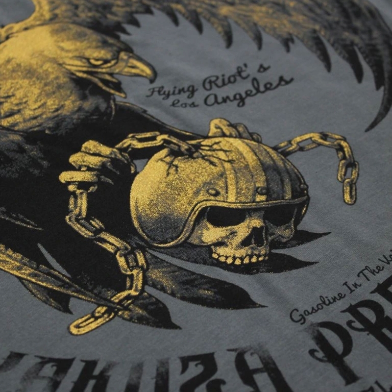 T-paita Yakuza Premium Born To Burn Flying Riots Los Angeles oliivinvihreä