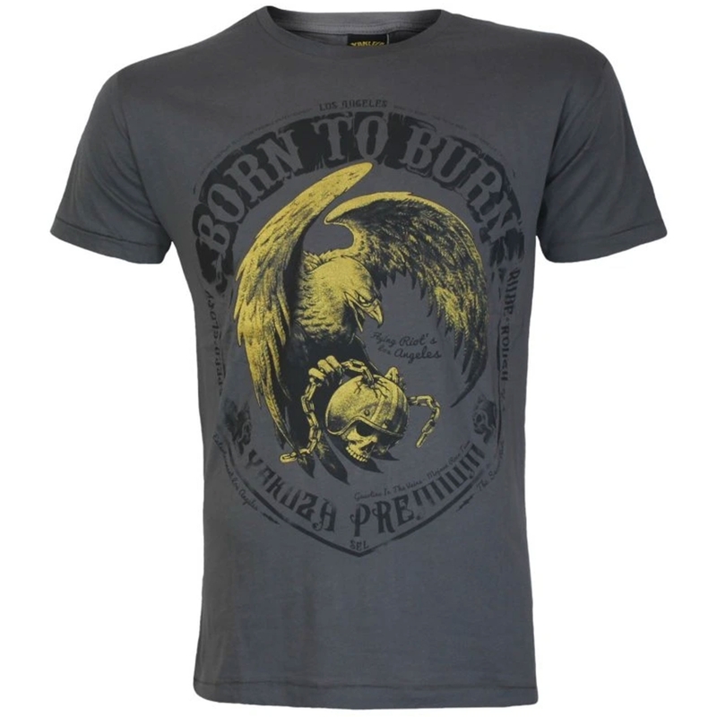 Yakuza Premium T-paita Born To Burn Flying Riots Los Angeles tumma harmaa