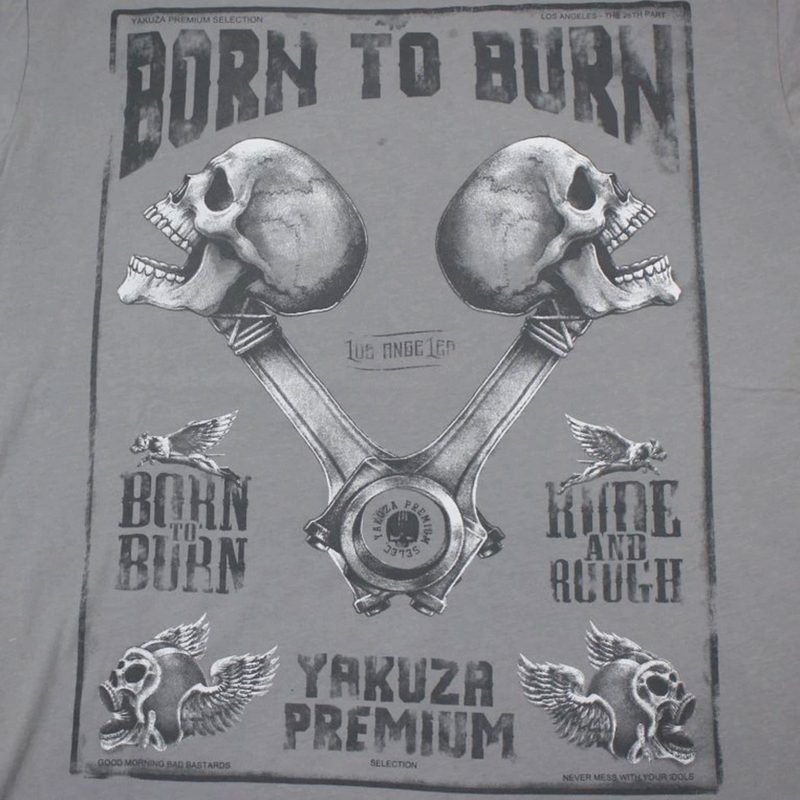 T-paita Yakuza Premium Rude and Rough Born to Burn - Los Angeles grey - Los Angeles harmaa
