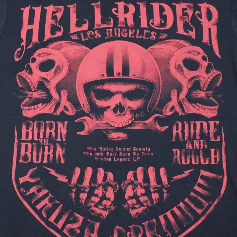 T-paita Yakuza Premium Hell Rider - Born to Burn tumman sininen