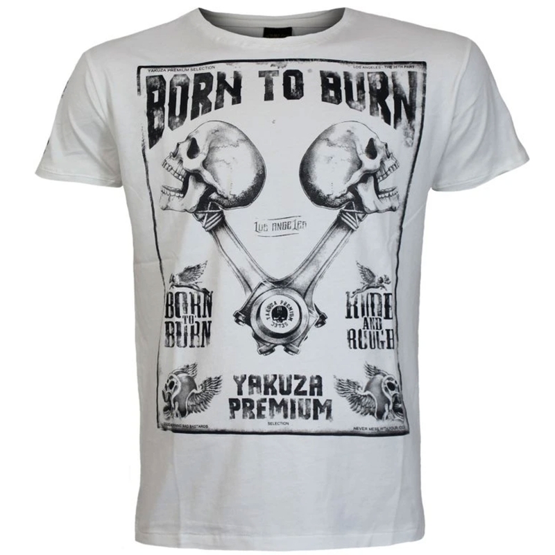 T-paita Yakuza Premium Rude and Rough Born to Burn - Los Angeles valkoinen