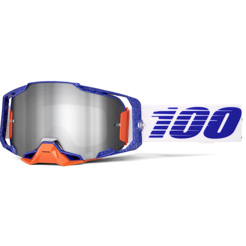 Motocross lasit 100% Armega Lavingaad hopeisella pleksillä 100% Armega Lavingaad hopeisella pleksillä