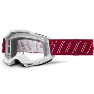 Motocross-lasit 100% Accuri 2 Redline kirkkaalla pleksillä varustettuna.