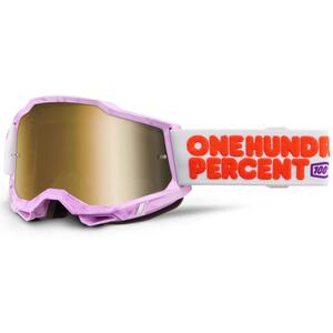 Motocross-lasit 100% Accuri 2 Hundreds kultaisella pleksillä