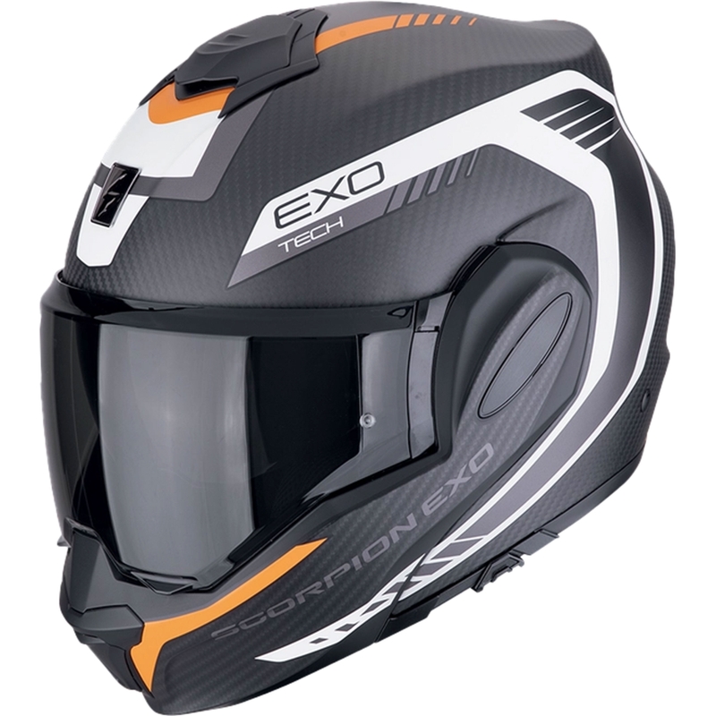 Taitettava moottoripyöräilykypärä Scorpion EXO-TECH EVO CARBON COSY mattamusta-oranssi