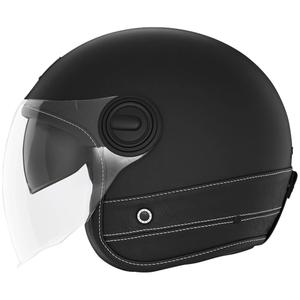 Avoin moottoripyöräilykypärä NOX PREMIUM Heritage musta nahkaverhoilu