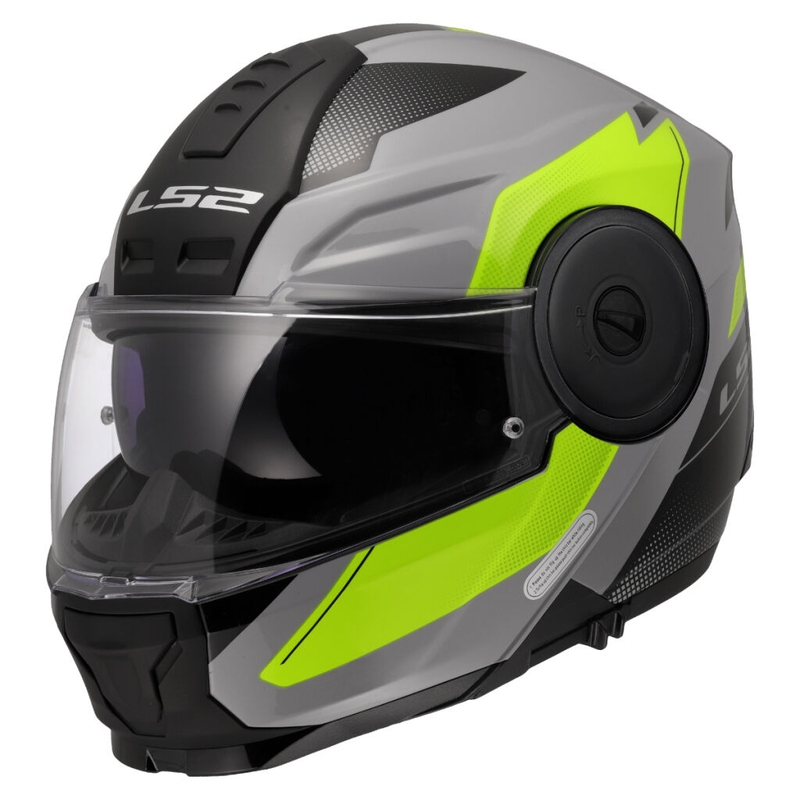 Flip-up moottoripyöräilykypärä LS2 FF902 Scope II Duria harmaa-fluo keltainen