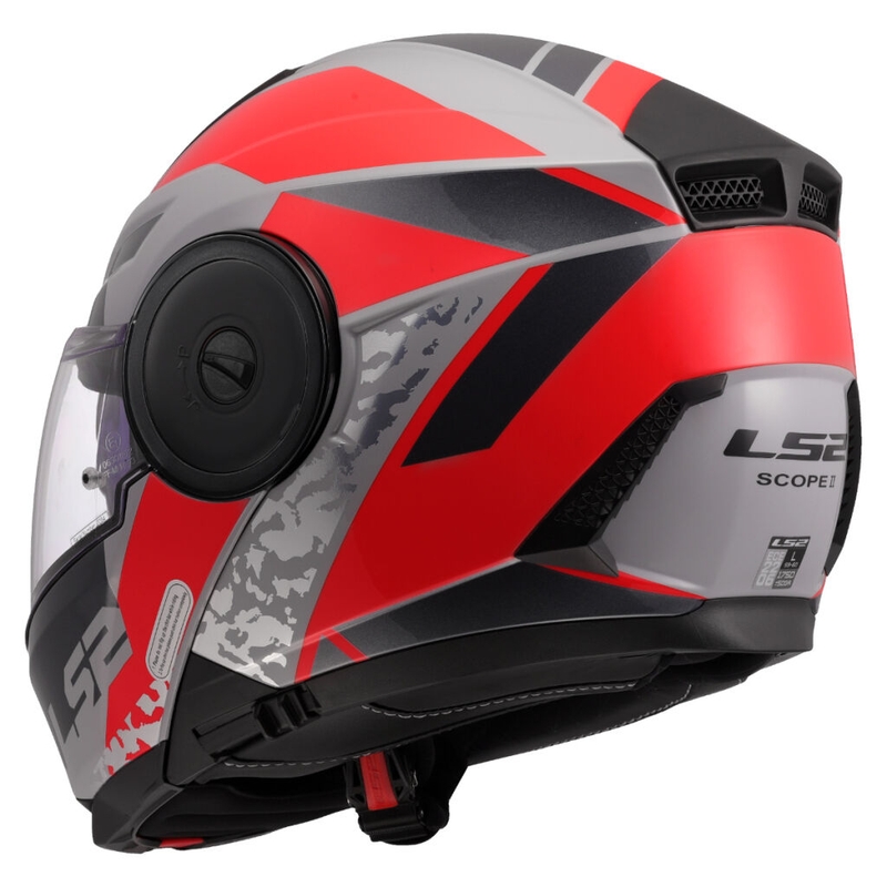 Flip-up moottoripyöräilykypärä LS2 FF902 Scope II Oxyd harmaa-punainen