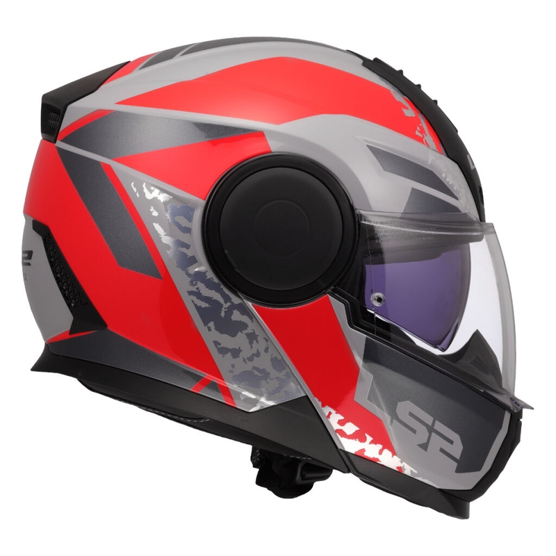 Flip-up moottoripyöräilykypärä LS2 FF902 Scope II Oxyd harmaa-punainen