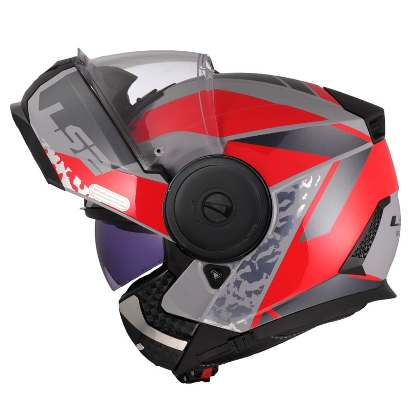 Flip-up moottoripyöräilykypärä LS2 FF902 Scope II Oxyd harmaa-punainen