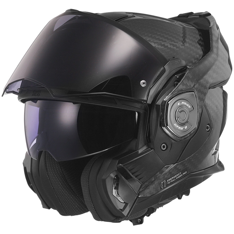 LS2 FF901 Advant X Solid Carbon Musta taittuva moottoripyöräilykypärä