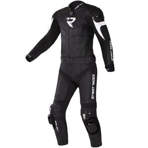 Street Racer Fast Track 2.1 Mustavalkoinen nahkainen moottoripyöräilyhaalari