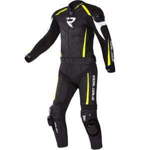 Street Racer Fast Track 2.1 Musta-Fluo Yellow-White Nahkainen Moottoripyöräilyhaalari