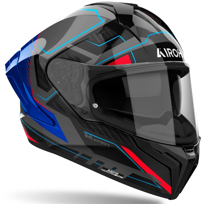 Integroitu moottoripyöräilykypärä Airoh MATRYX Rocket kiiltävä sinipunainen - punainen