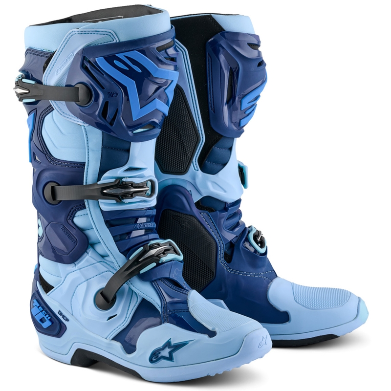 Alpinestars Tech 10 rajoitettu painos Steelers sininen ja vaaleansininen moottoripyörä saappaat