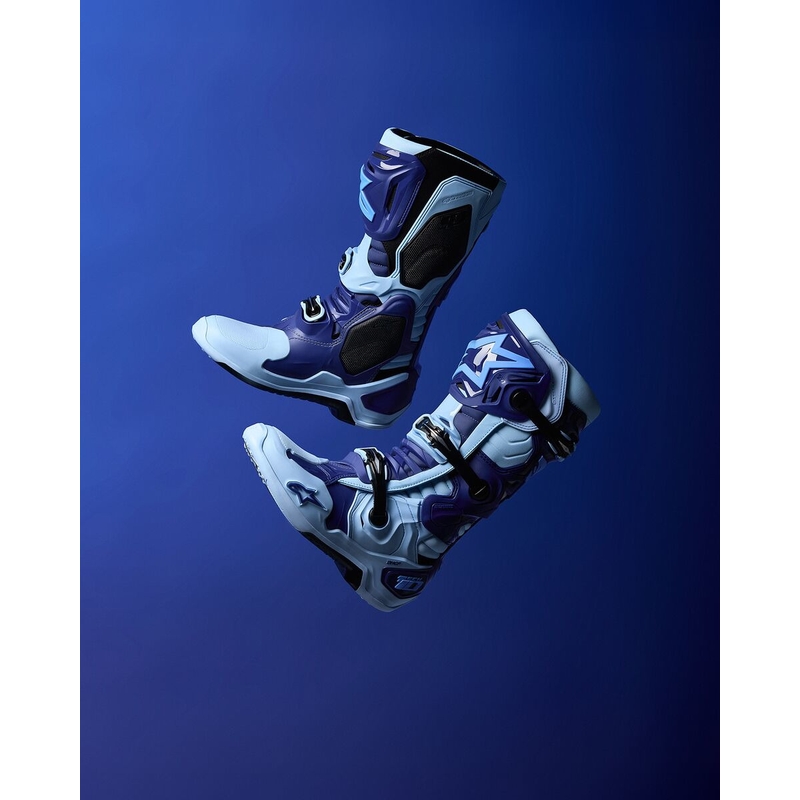 Alpinestars Tech 10 rajoitettu painos Steelers sininen ja vaaleansininen moottoripyörä saappaat