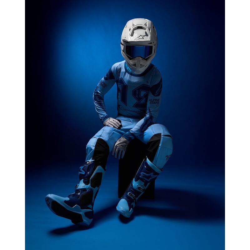 Alpinestars Tech 10 rajoitettu painos Steelers sininen ja vaaleansininen moottoripyörä saappaat