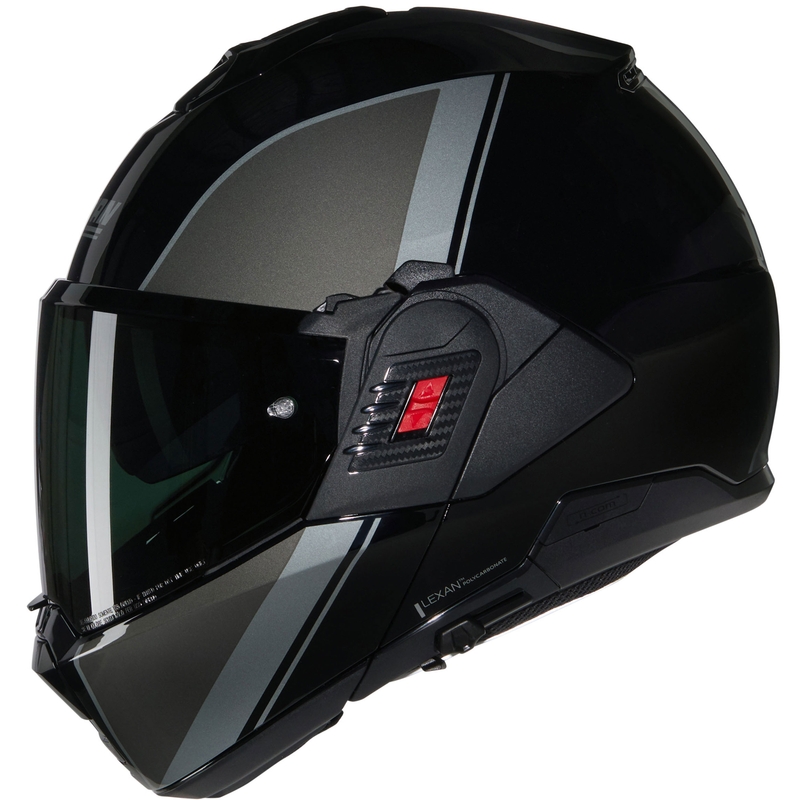 Nolan N120-1 Verniciatura Speciale N-COM 341 musta-harmaa kokoontaitettava moottoripyöräilykypärä.