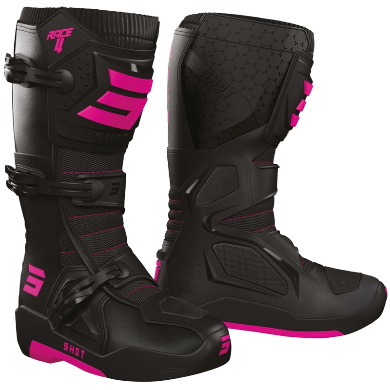 Shot Race 4 Musta-Fluo Pink Moottoripyöräilykengät