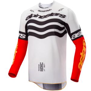 Alpinestars Techstar rajoitettu painos Deep black-white-fluo red-orange motocross trikoo