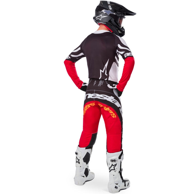 Alpinestars Techstar rajoitettu painos Deep black-white-fluo red-orange motocross trikoo