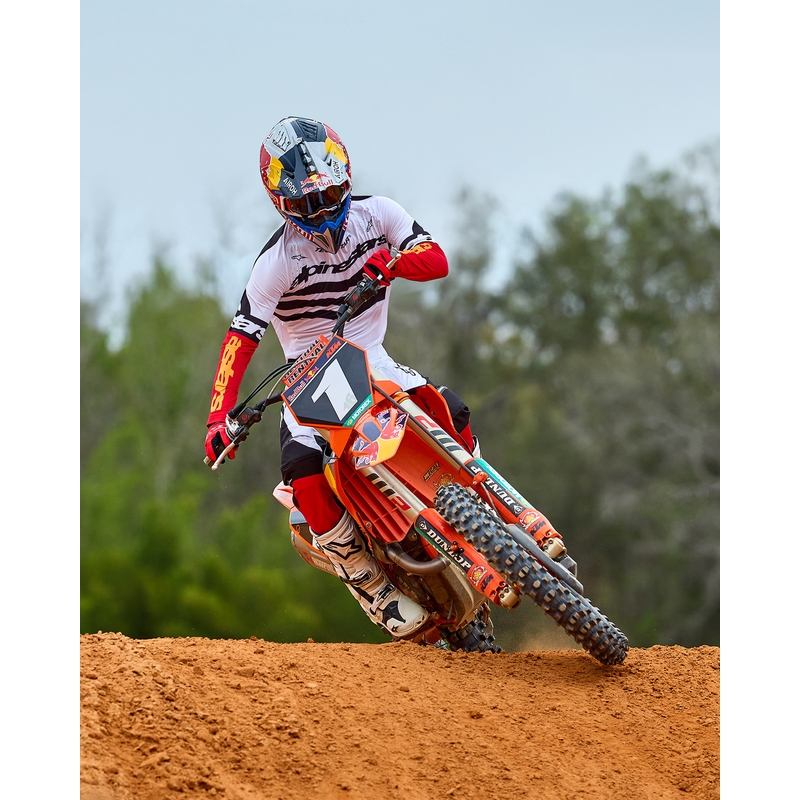 Alpinestars Techstar rajoitettu painos Deep black-white-fluo red-orange motocross trikoo