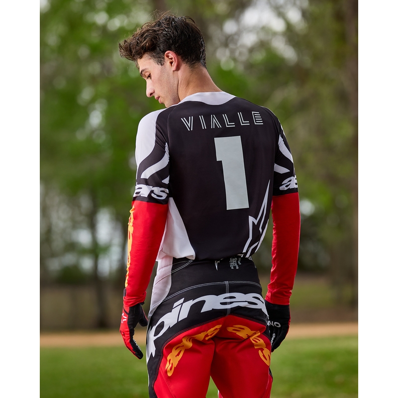 Alpinestars Techstar rajoitettu painos Deep black-white-fluo red-orange motocross trikoo