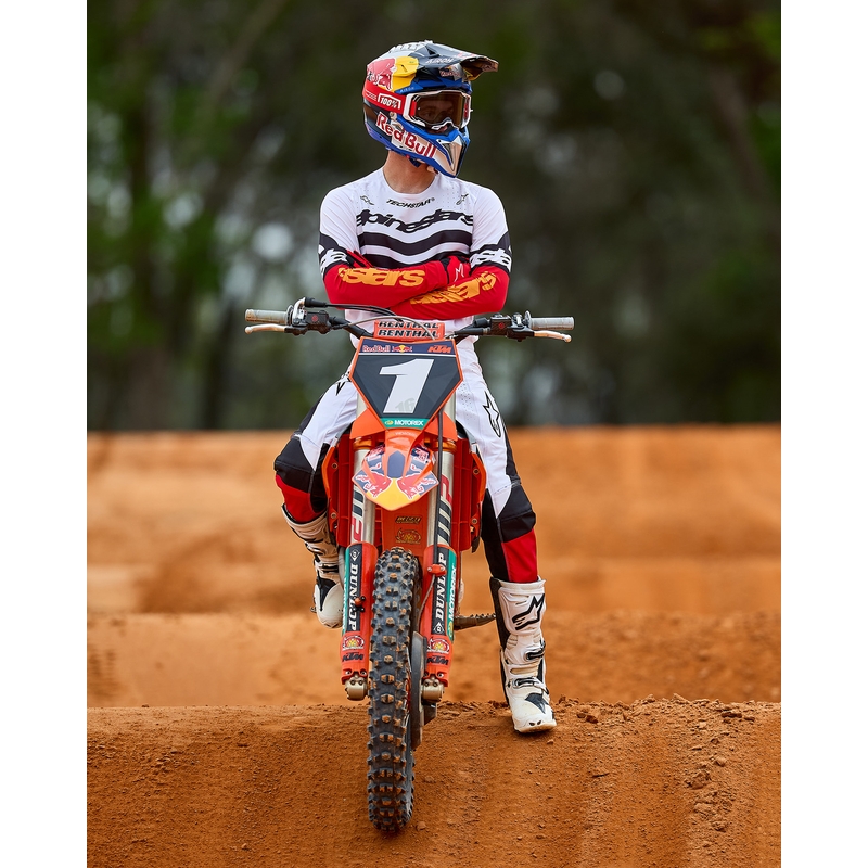 Alpinestars Techstar rajoitettu painos Deep black-white-fluo red-orange motocross housut