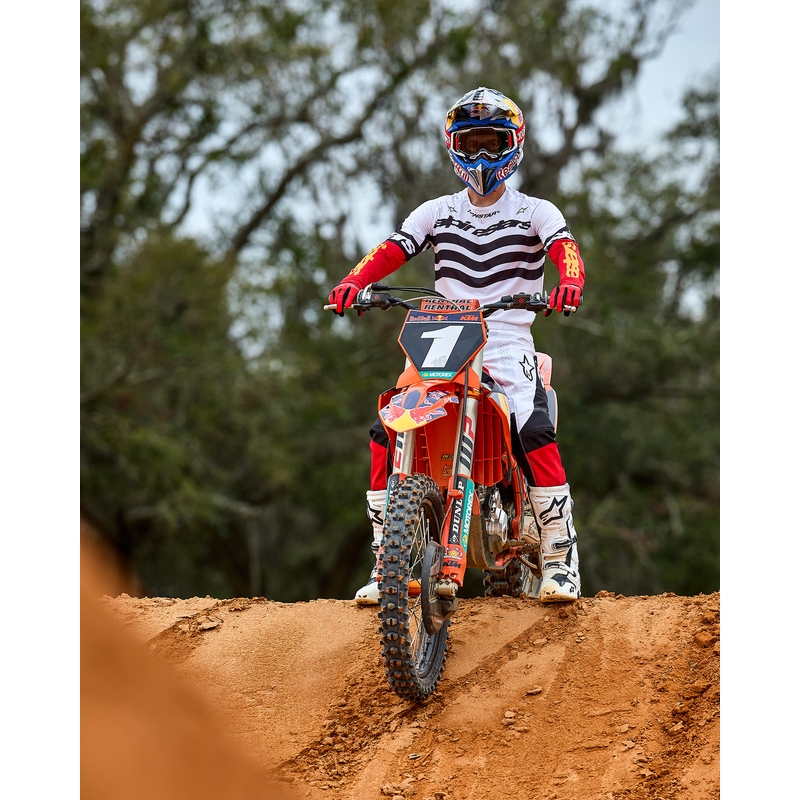 Alpinestars Techstar rajoitettu painos Deep black-white-fluo red-orange motocross housut