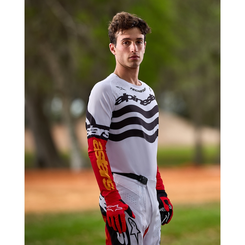 Alpinestars Techstar rajoitettu painos Deep black-white-fluo red-orange motocross housut