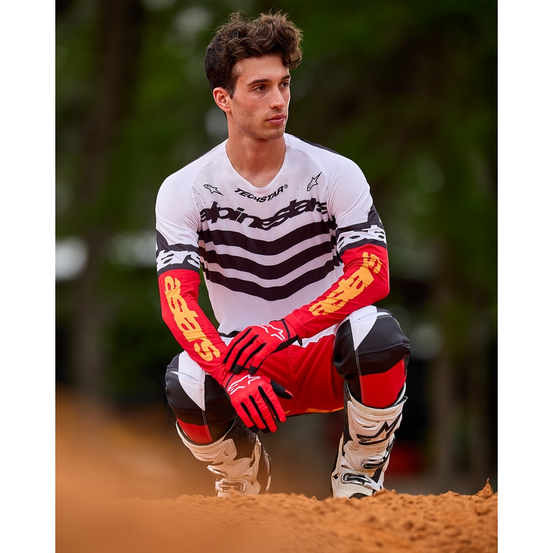 Alpinestars Techstar rajoitettu painos Deep black-white-fluo red-orange motocross housut