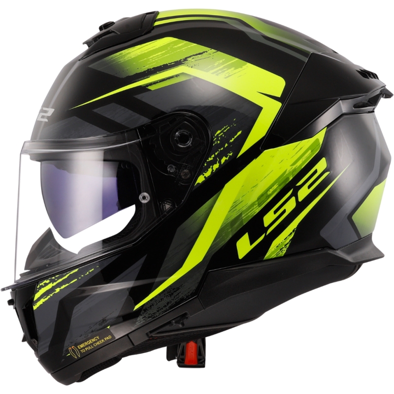 LS2 FF808 Stream II Fury musta-fluo-keltainen integroitu moottoripyöräilykypärä