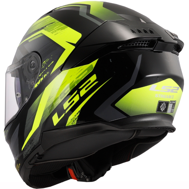 LS2 FF808 Stream II Fury musta-fluo-keltainen integroitu moottoripyöräilykypärä