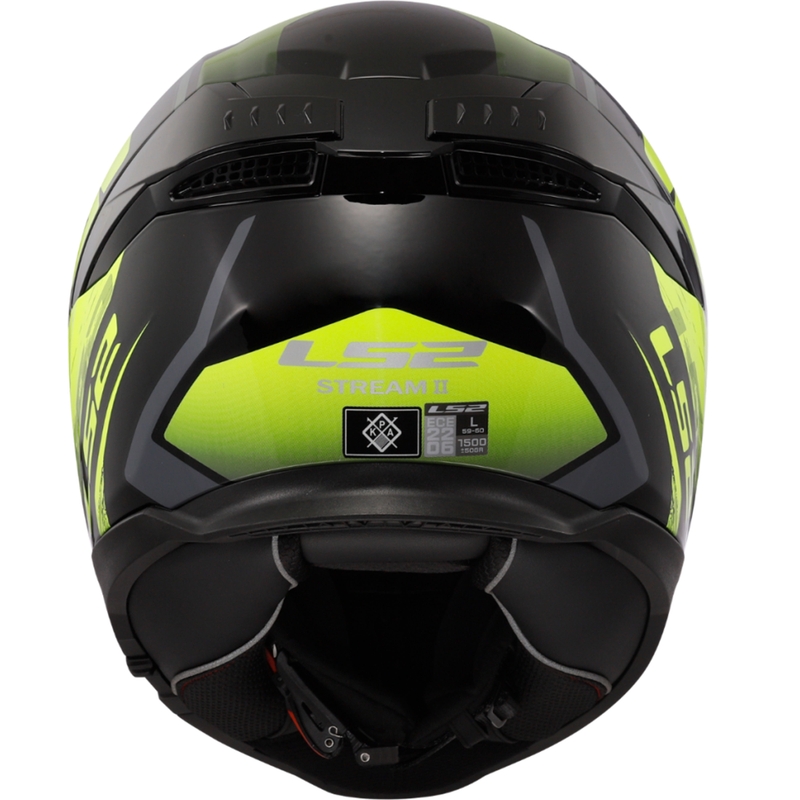 LS2 FF808 Stream II Fury musta-fluo-keltainen integroitu moottoripyöräilykypärä
