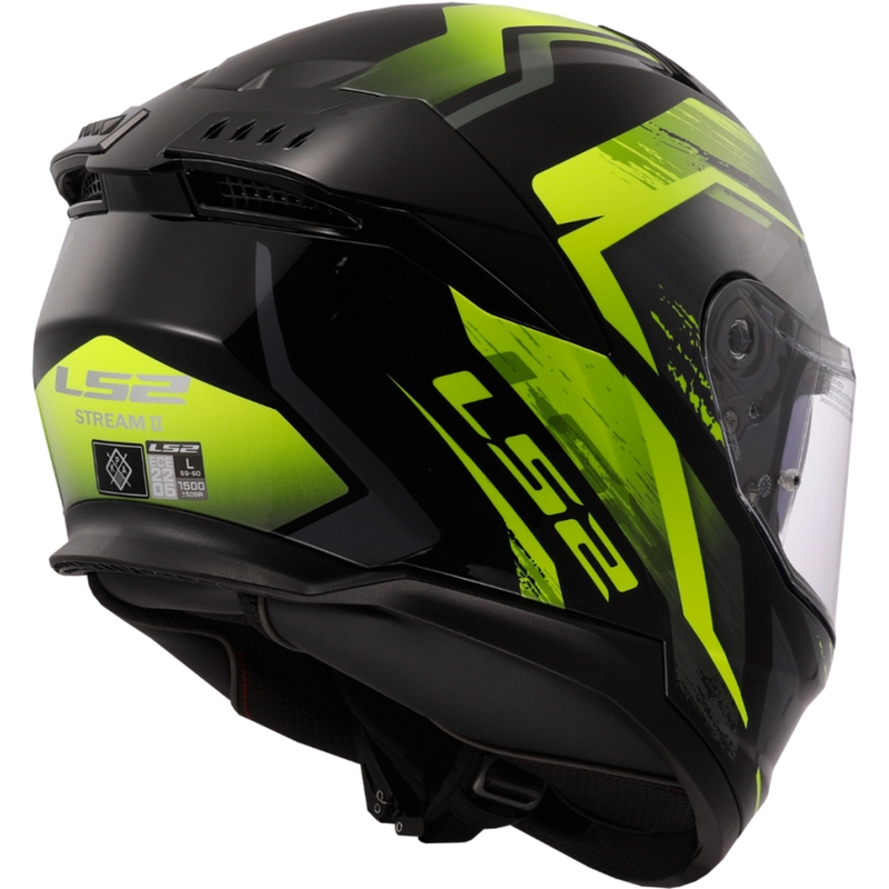 LS2 FF808 Stream II Fury musta-fluo-keltainen integroitu moottoripyöräilykypärä