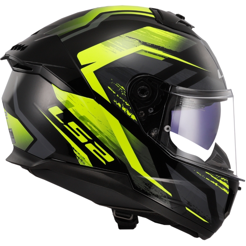 LS2 FF808 Stream II Fury musta-fluo-keltainen integroitu moottoripyöräilykypärä