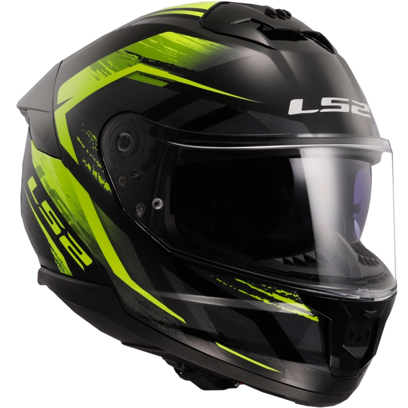LS2 FF808 Stream II Fury musta-fluo-keltainen integroitu moottoripyöräilykypärä