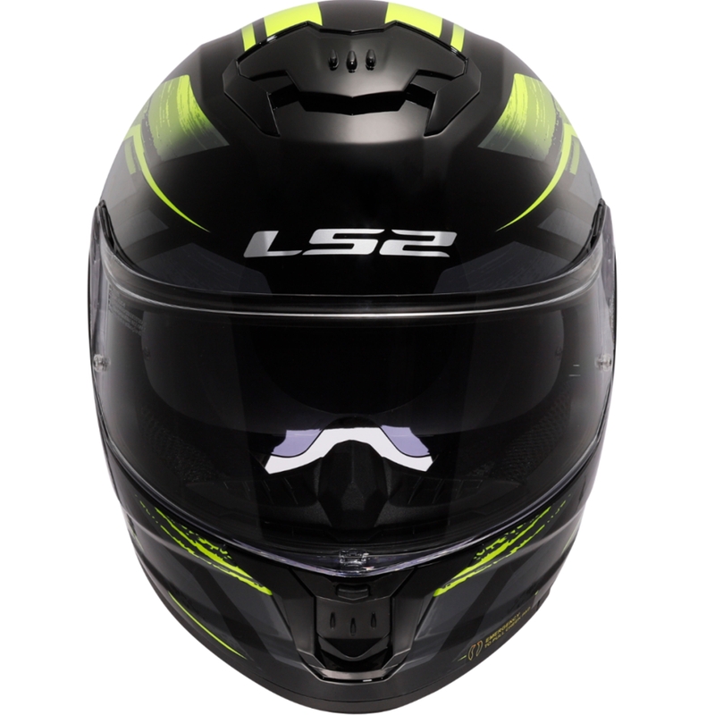 LS2 FF808 Stream II Fury musta-fluo-keltainen integroitu moottoripyöräilykypärä
