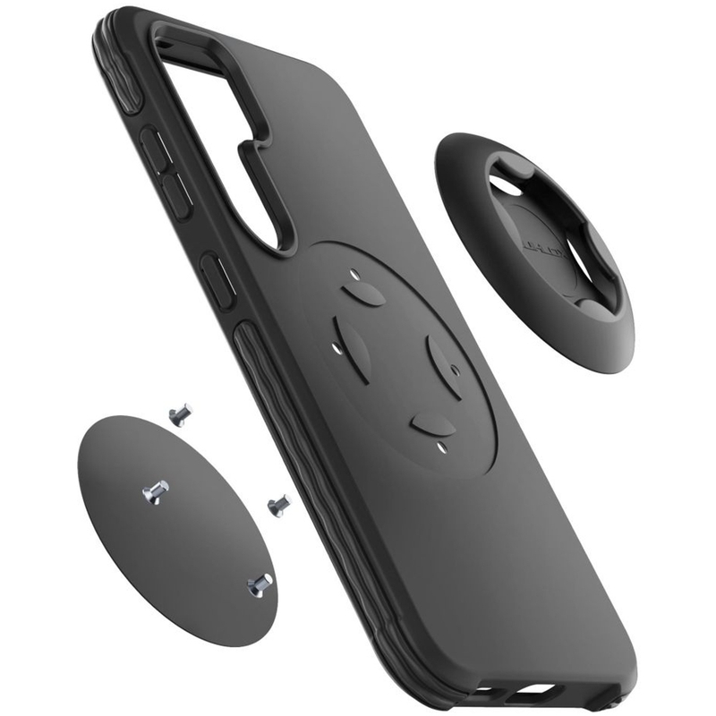 Suojakuori Interphone QUIKLOX Tetraforce Samsung Galaxy S25 Plus -puhelimelle musta