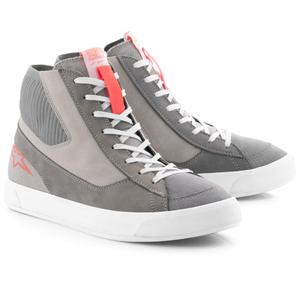 Alpinestars Stated vaaleanharmaa-fluo-punainen-valkoinen moottoripyörä saappaat