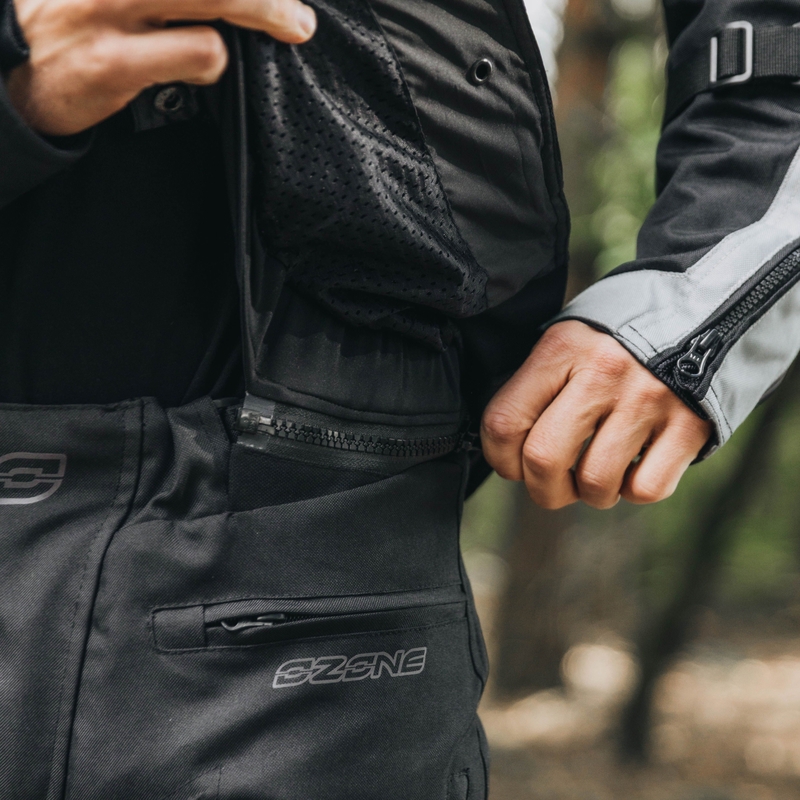 Moottoripyörätakki Ozone Tour III musta-harmaa-fluokokeltainen