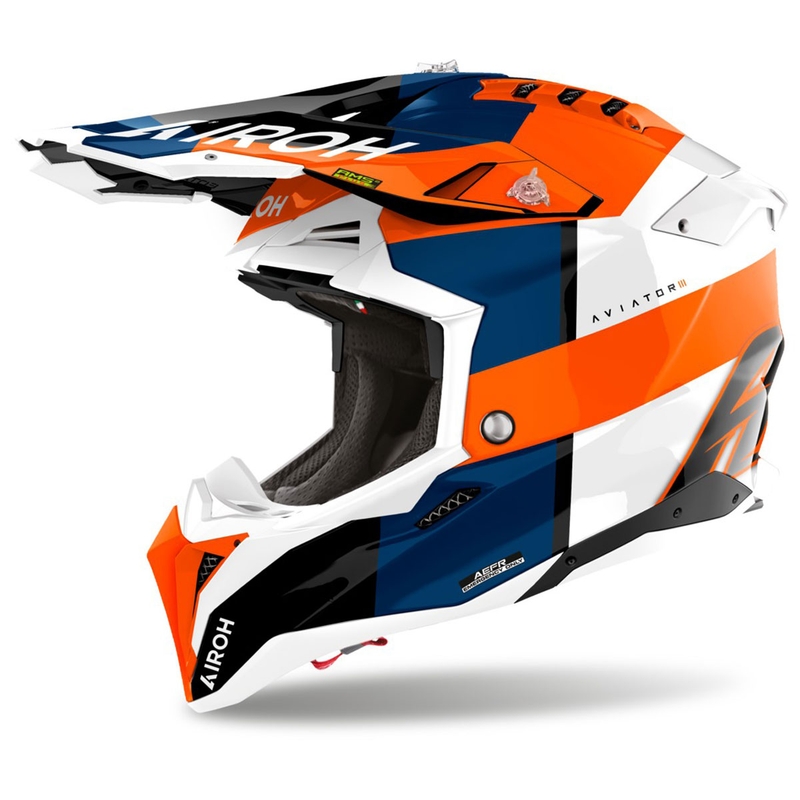 Motocross kypärä Airoh Aviator 3 Monarch kiiltävä oranssi