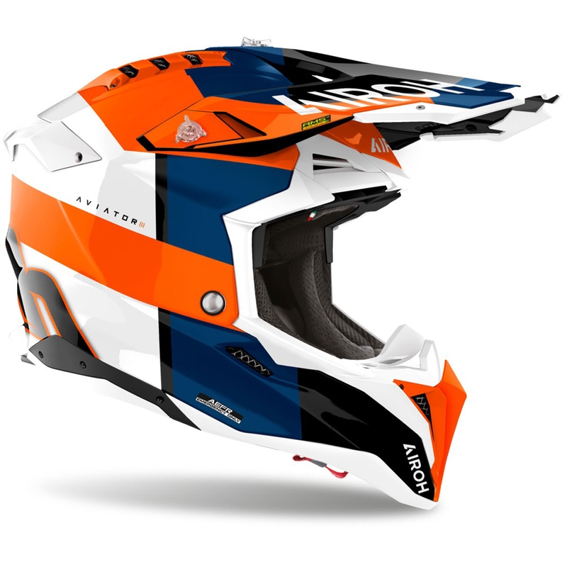 Motocross kypärä Airoh Aviator 3 Monarch kiiltävä oranssi