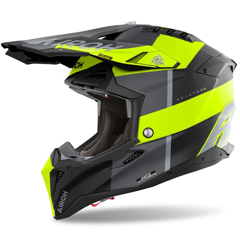 Motocross kypärä Airoh Aviator 3 Monarch mattakeltainen