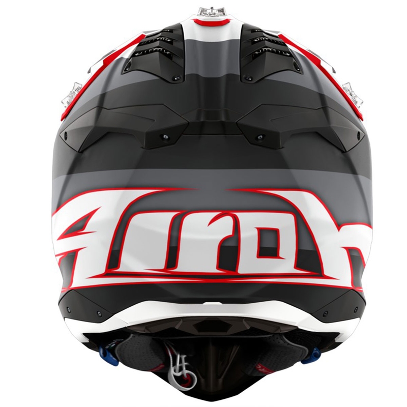 Motocross kypärä Airoh Aviator 3 Monarch harmaa-punainen mattainen