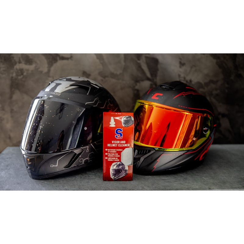 Visor &amp; Helmet Cleaner S100 mikrokuituliinan kanssa - Visor &amp; Helmet Cleaner 100 ml