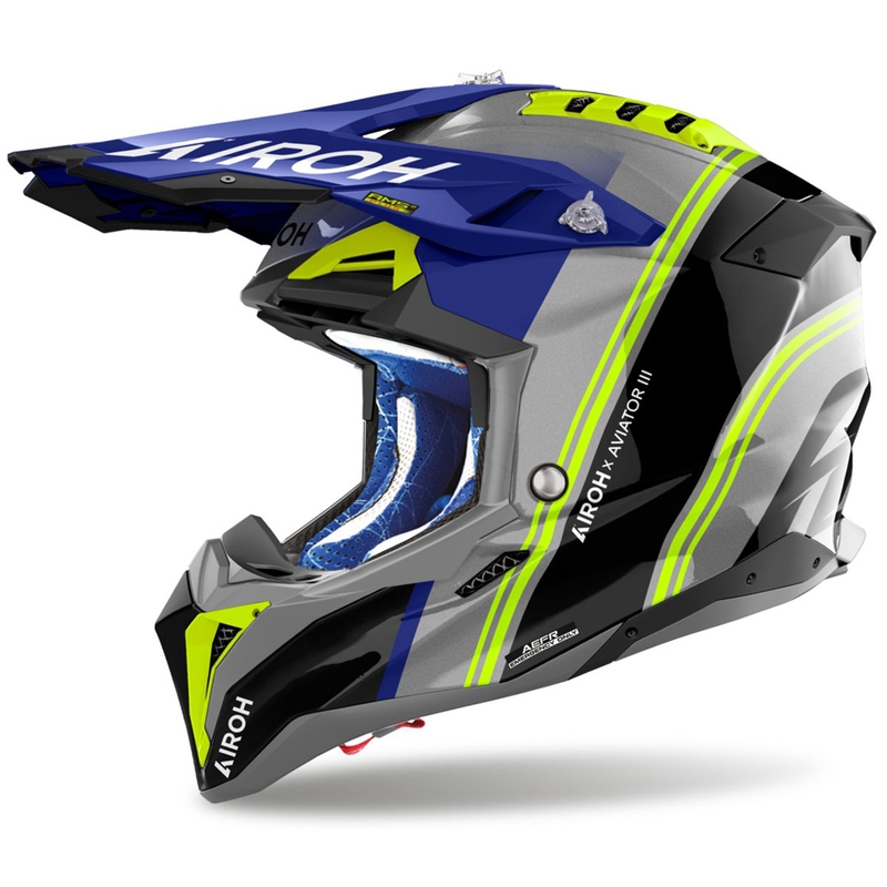 Motocross kypärä Airoh Aviator 3 Hima sininen kiiltävästi kiiltävä