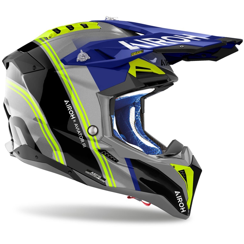 Motocross kypärä Airoh Aviator 3 Hima sininen kiiltävästi kiiltävä